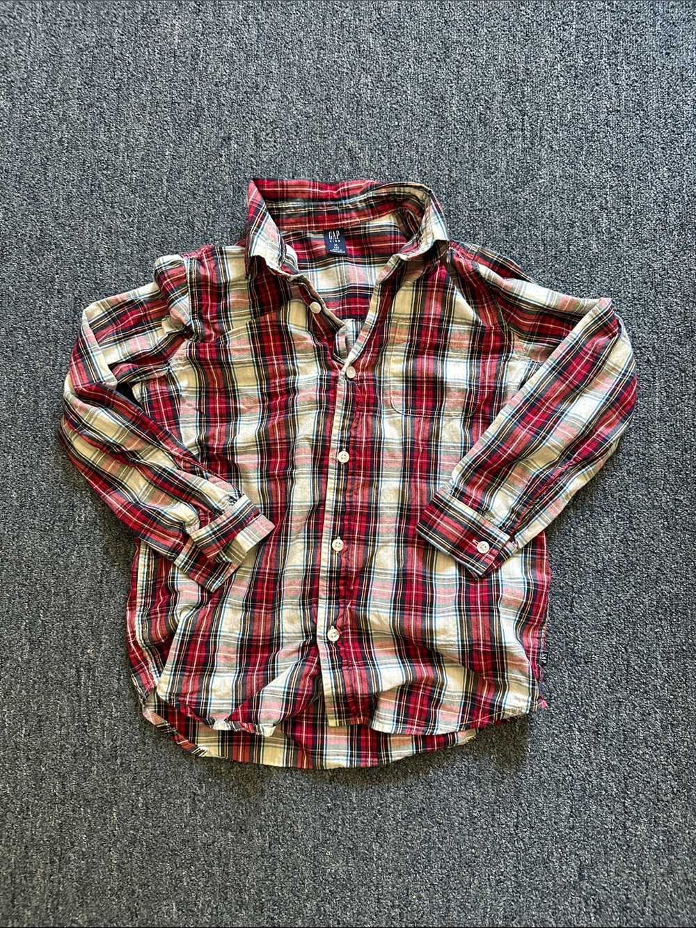 GAP Red Cream Plaid Cotton Button-Down Shirt